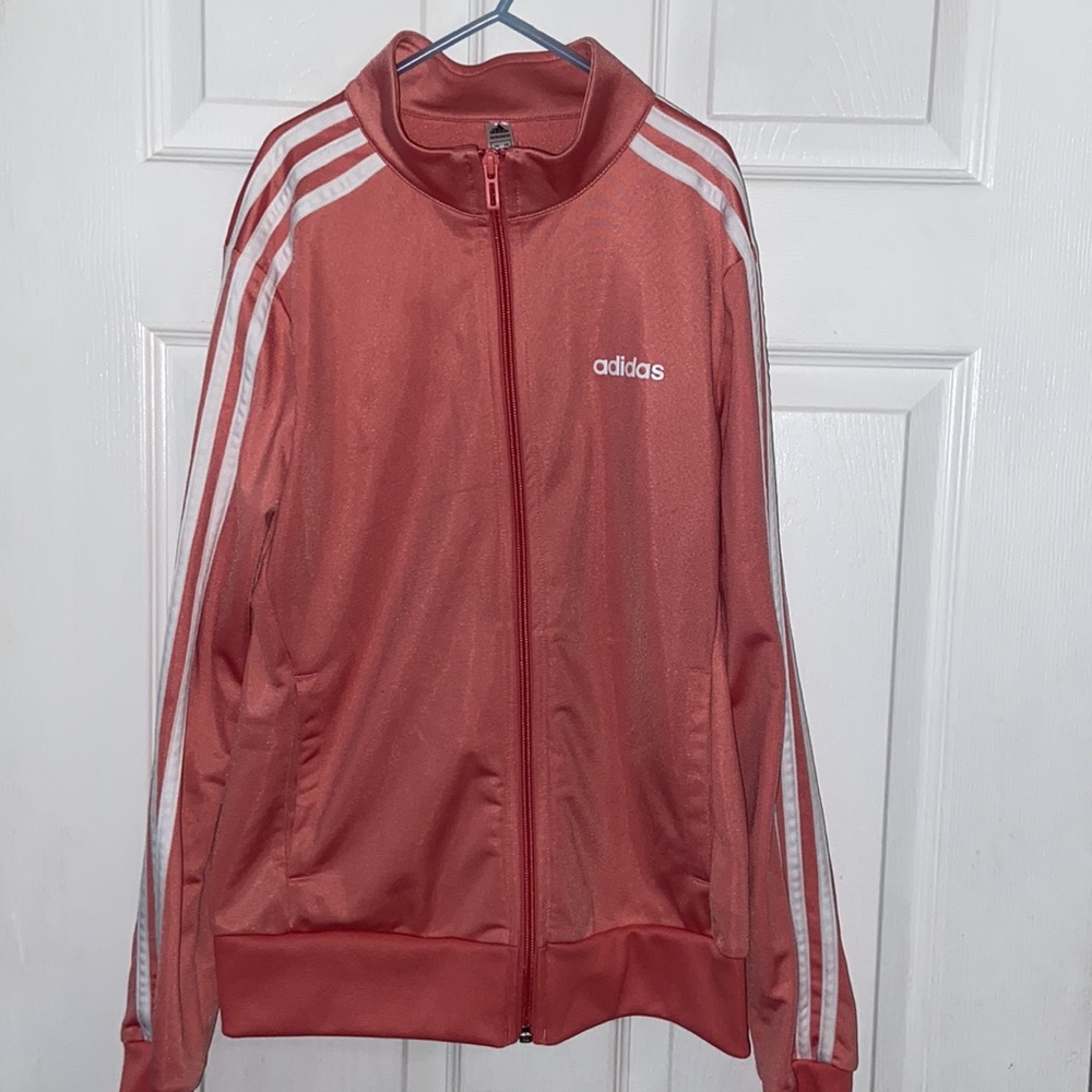 Peach/coral classic adidas track jacket